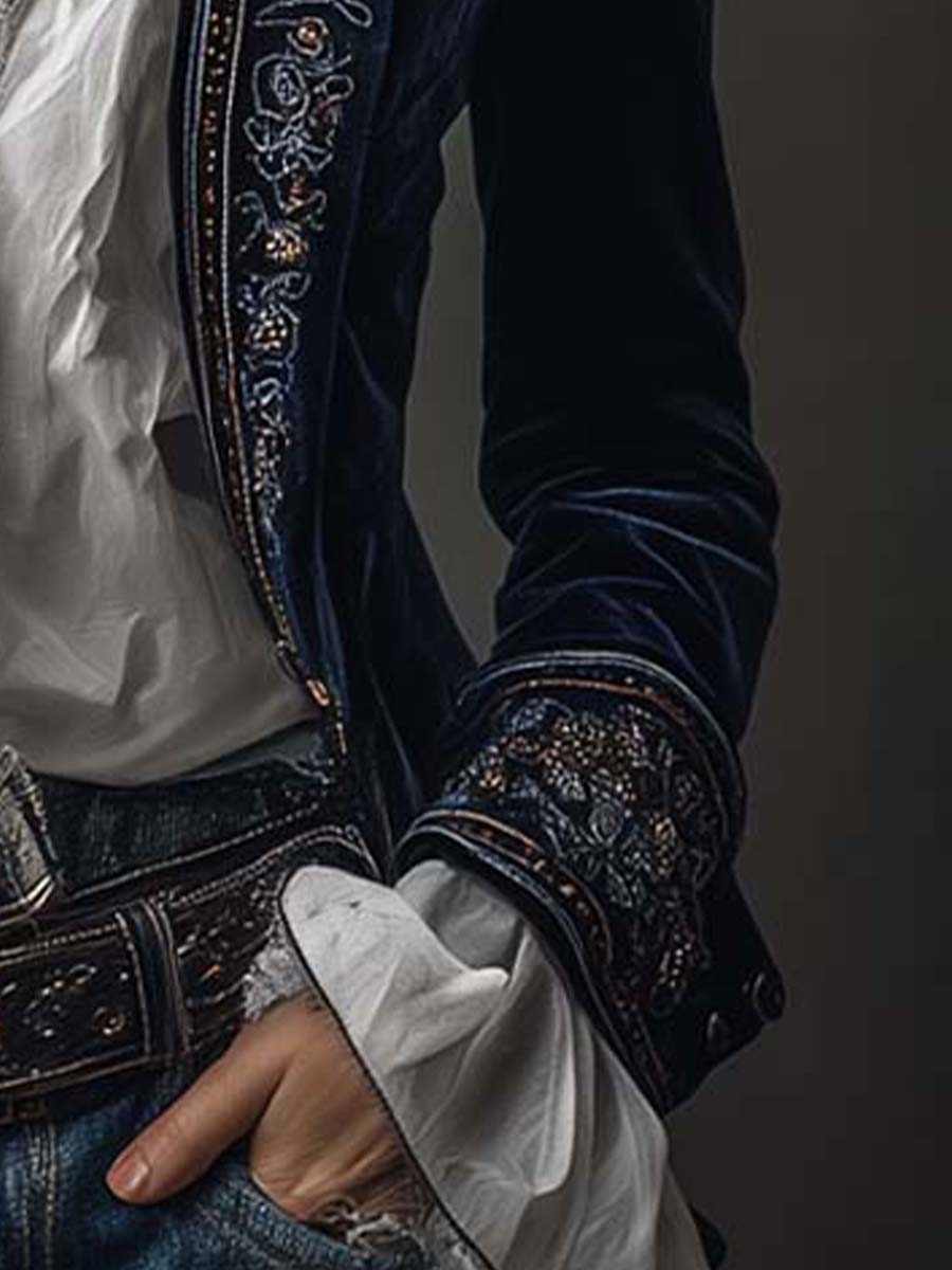Chantelle™ Elegant Embroidered Long Blazer