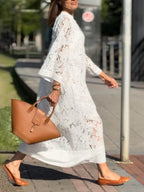 Willow | Beach Glam Flower V-Neck Midi Dress