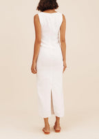 Solid color wide slit suspender dress