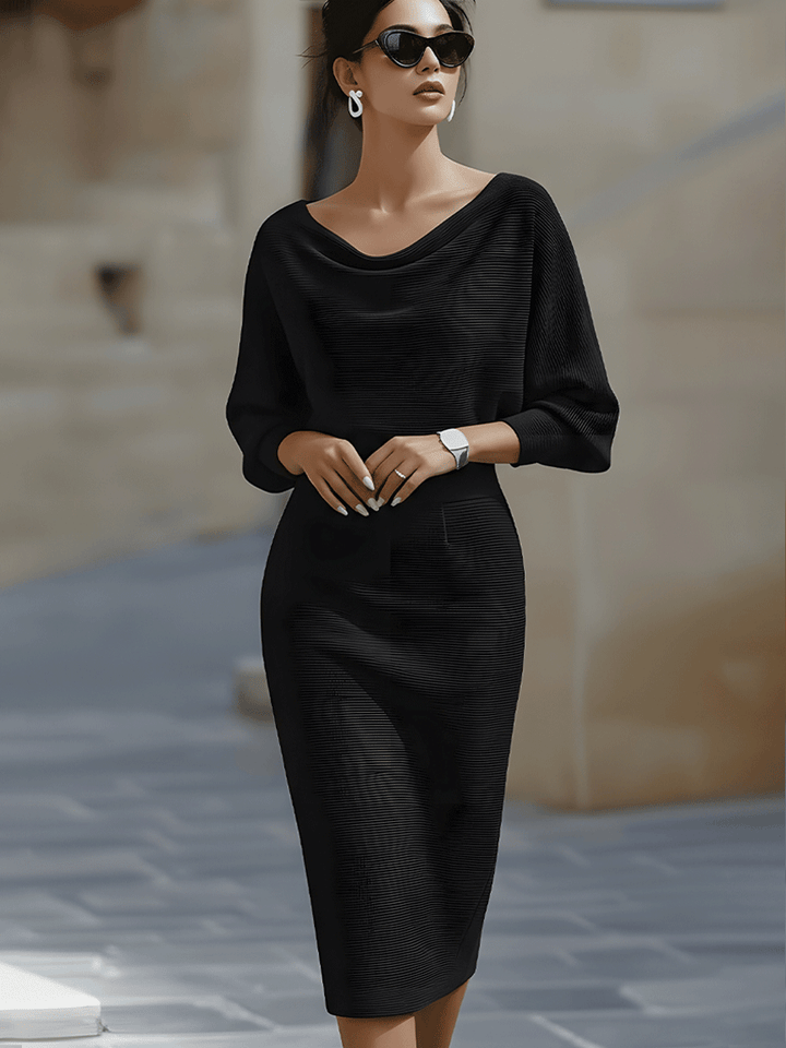 Lydia™ | Draped batwing-sleeve midi dress