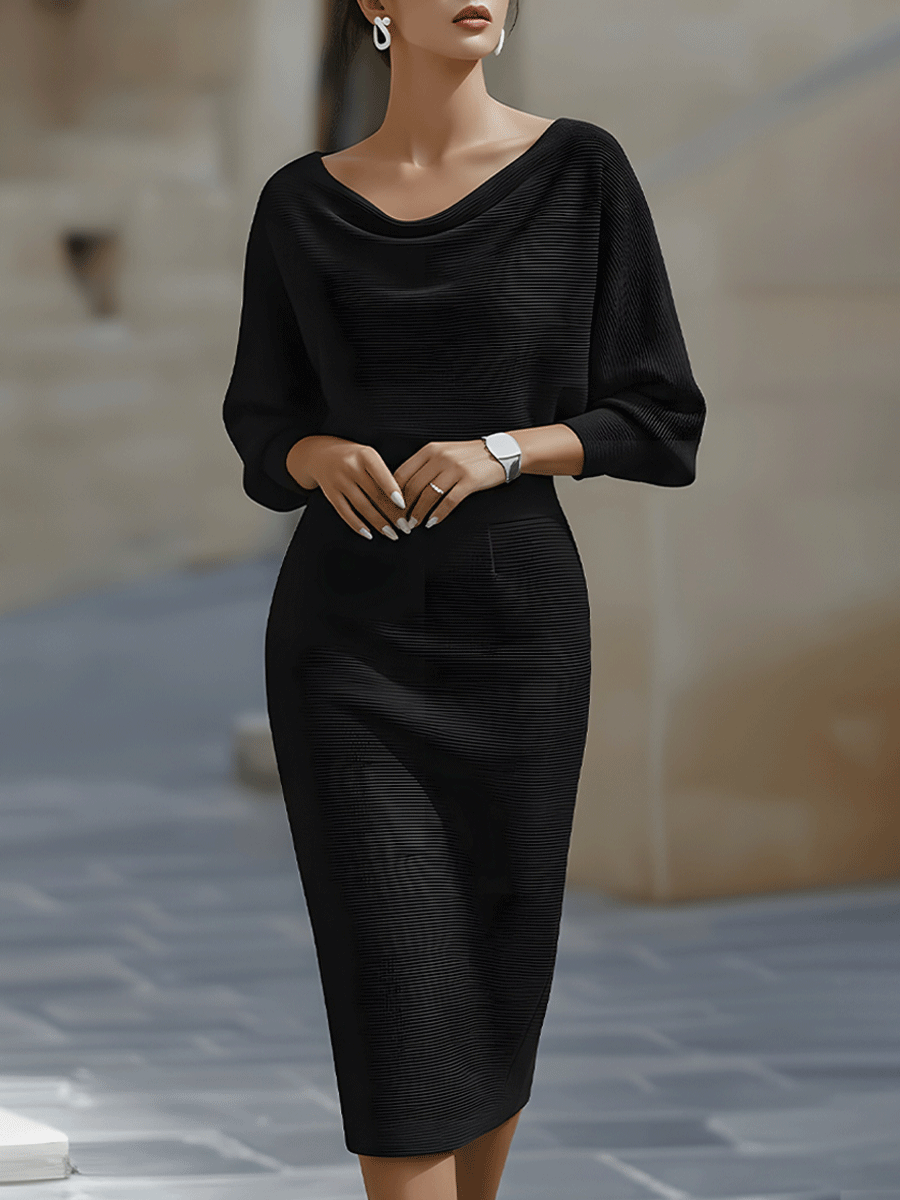 Lydia™ | Draped batwing-sleeve midi dress