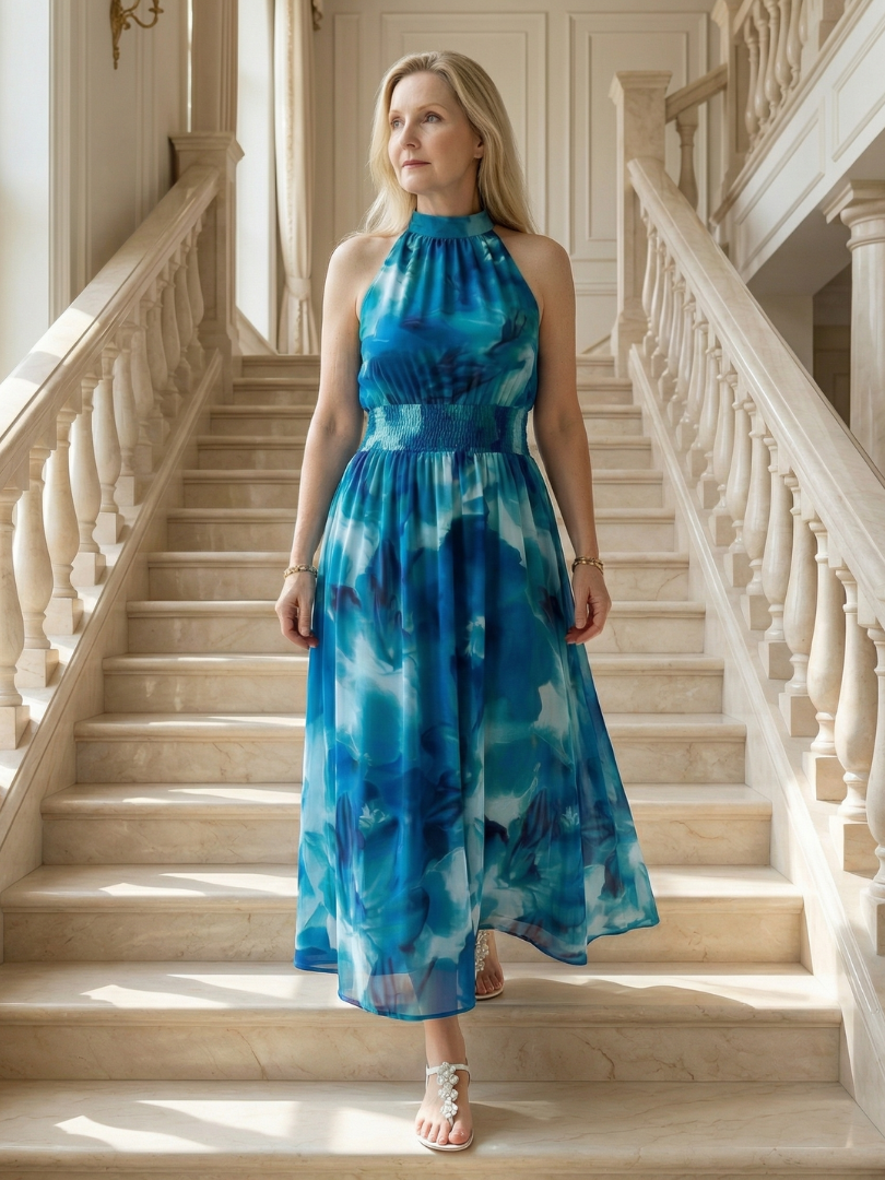 Sylin™ | Gathered Halter Midi Dress