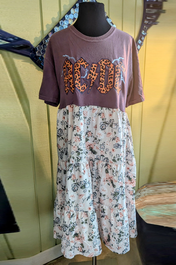 AC/DC Printed Patchwork Dress