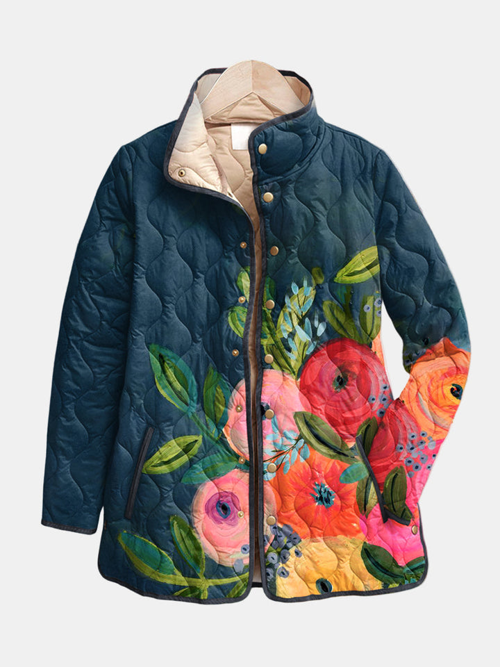 Amaya™ | Vintage Floral Print Quilted Jacket