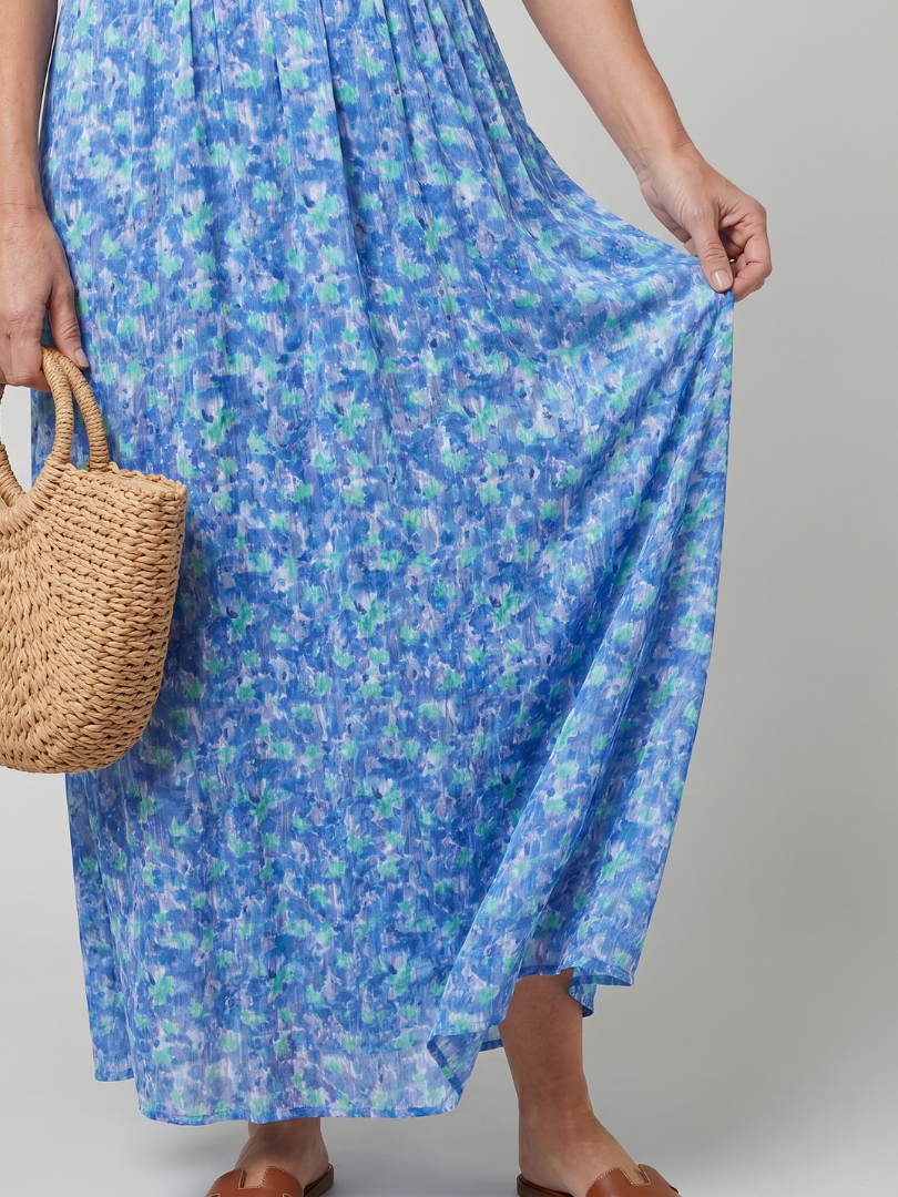 Cynthia™ | Short Sleeve Ditsy Floral Print Midi Dress