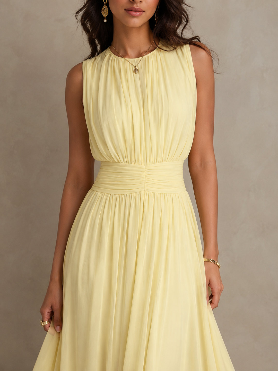 Iselle™ | Sleeveless maxi dress with ruched waist