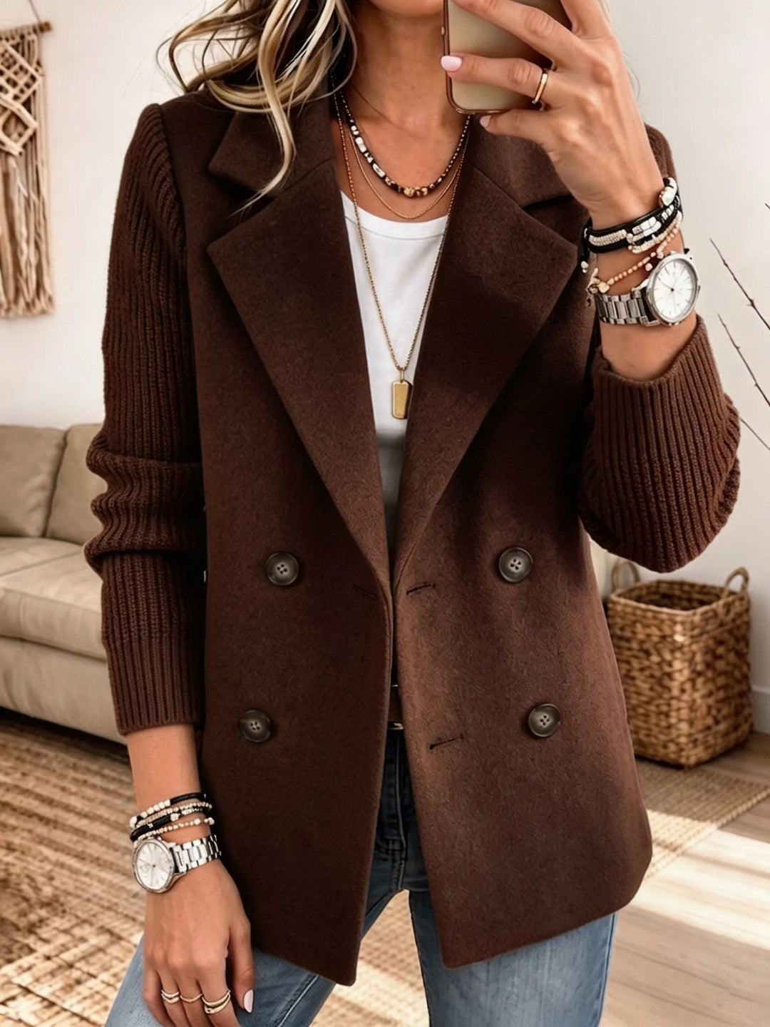 Carla™ Elegant Cozy Knit Sleeve Blazer