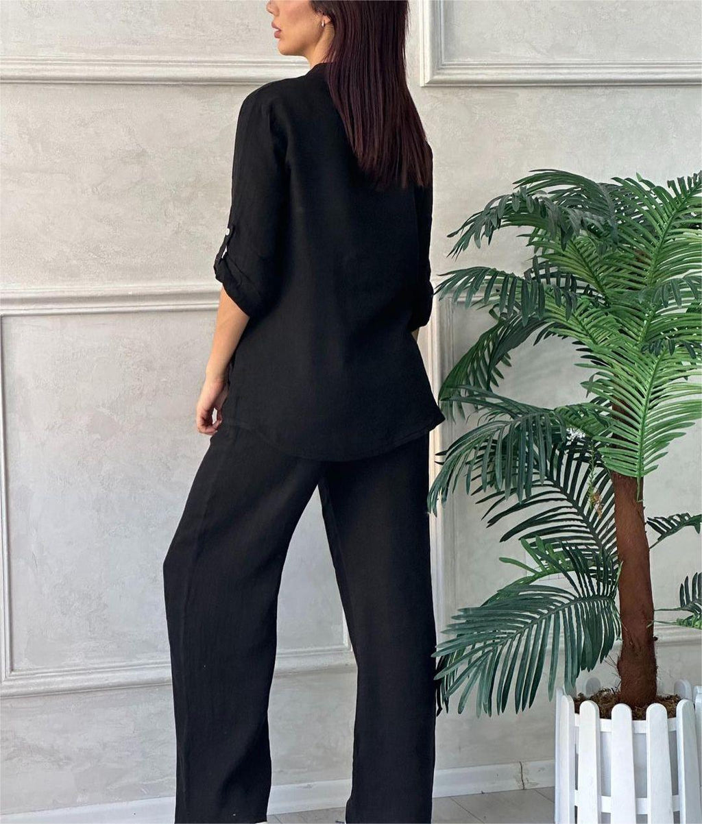 Women's Cotton & Linen Shirt Co-ord Set