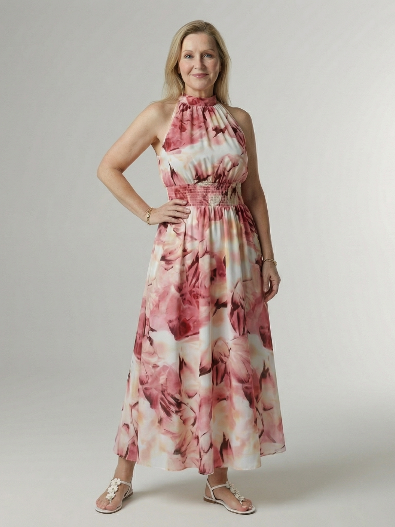 Sylin™ | Gathered Halter Midi Dress