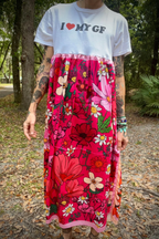I Love My Gf Printed Patchwork Dress