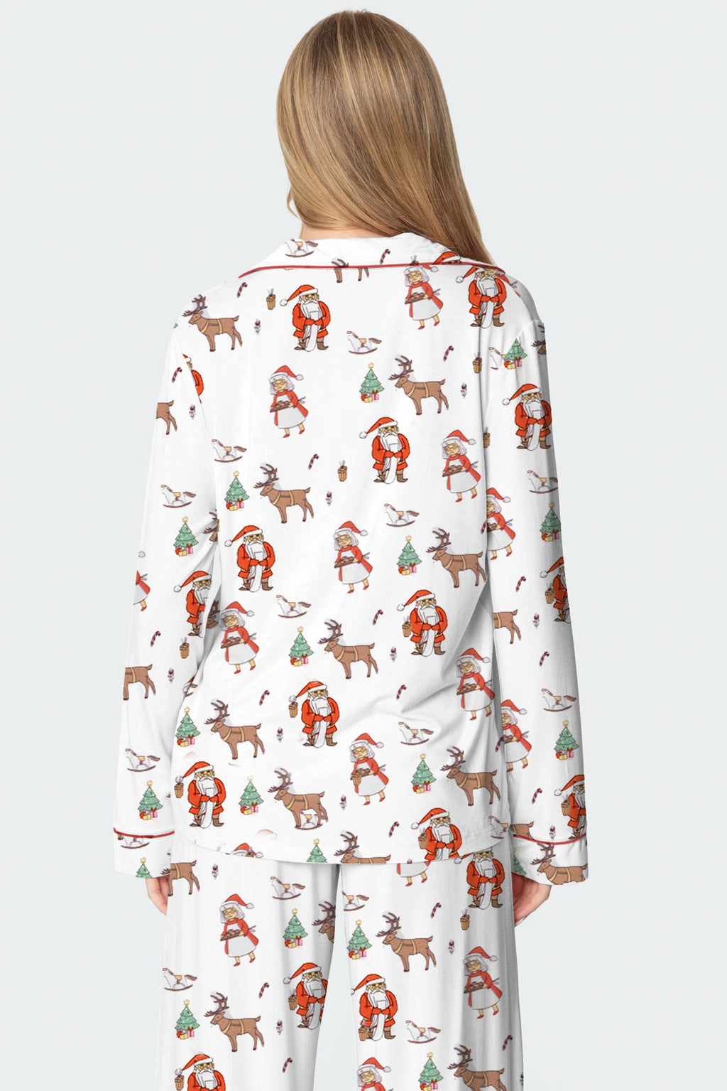 Women's Christmas Print Long-Sleeved Trousers Set
