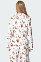 Women's Christmas Print Long-Sleeved Trousers Set