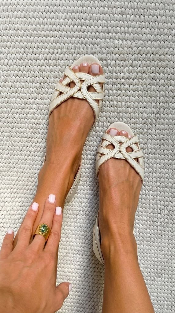 Camilla™ | Elegant Cream Braided Sandals