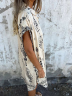 Printed Short-Sleeve Shirt Dress