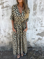 Stylish and Elegant Leopard Print Maxi Dress