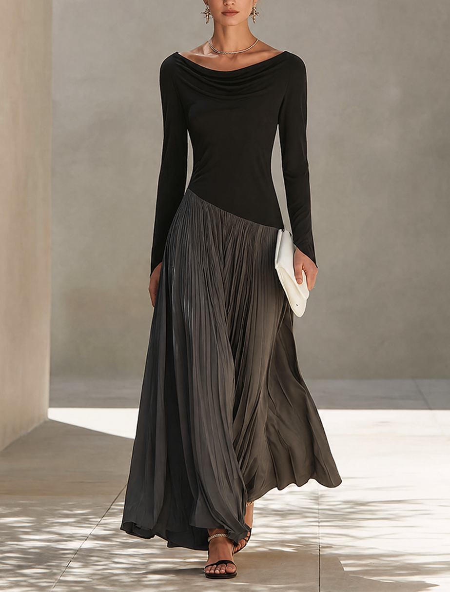 Serena | Draped Color-Block Maxi Dress