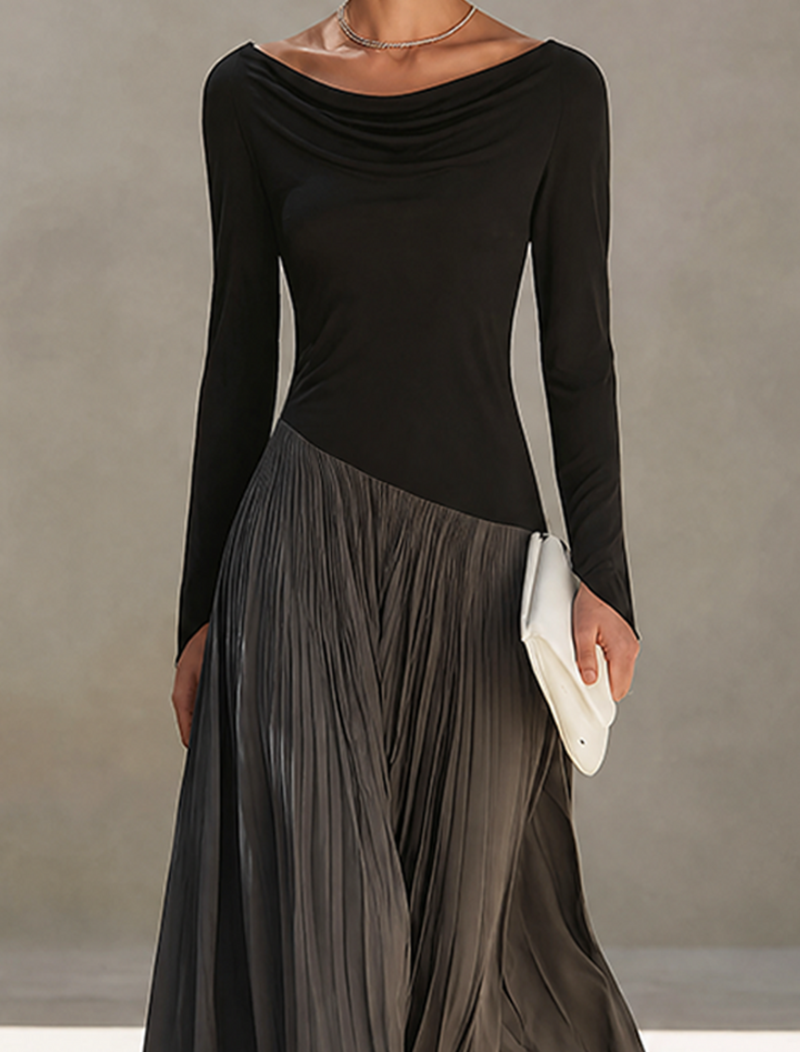 Serena | Draped Color-Block Maxi Dress