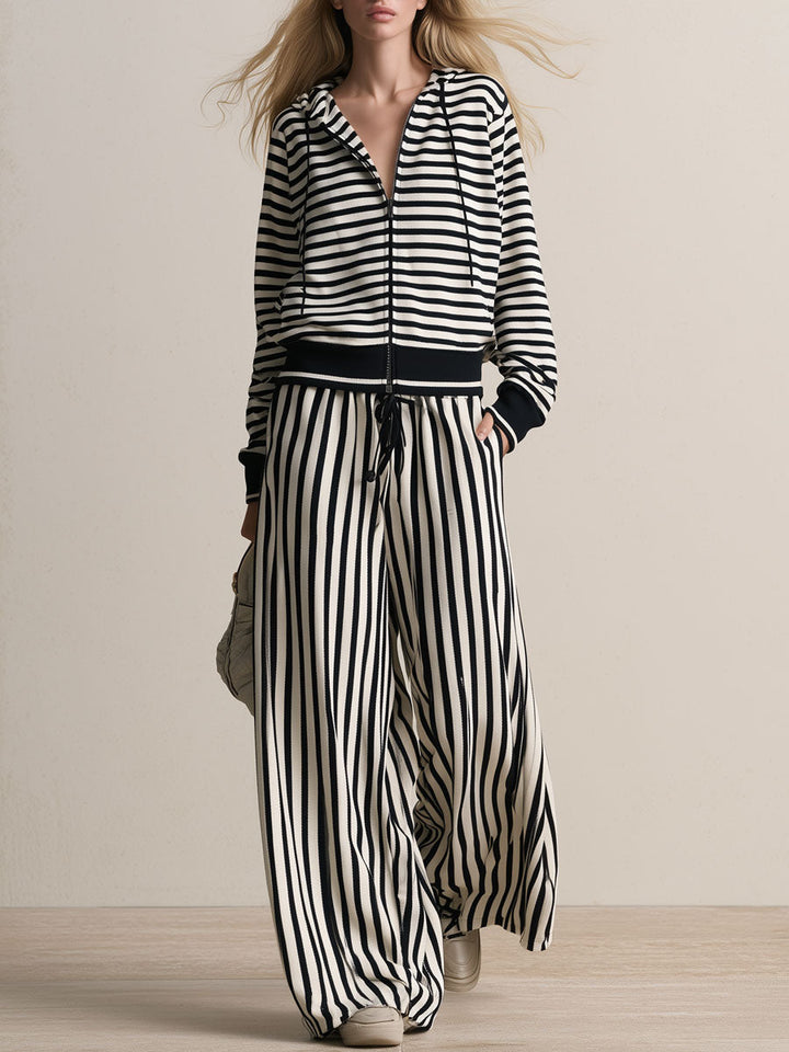 Striped Cardigan &amp; Pants Set