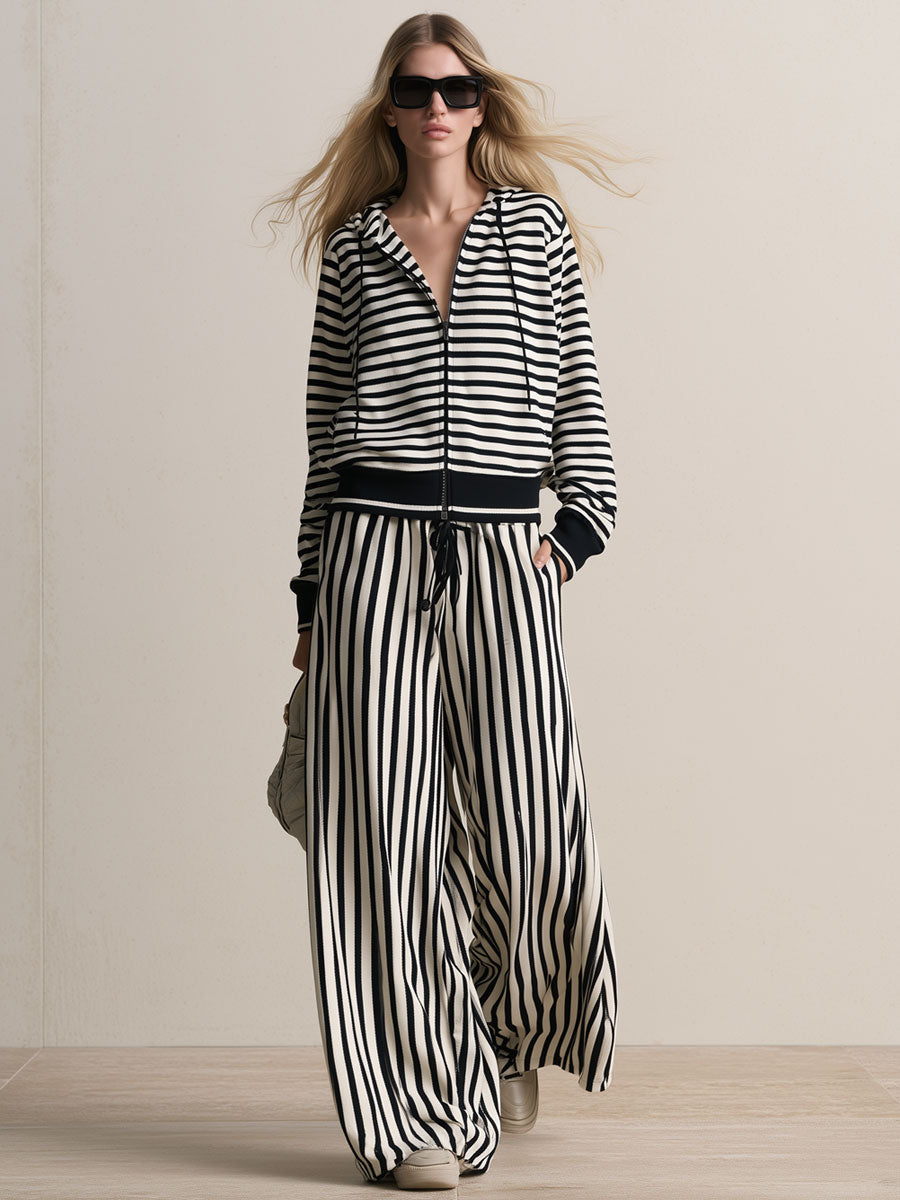 Striped Cardigan &amp; Pants Set