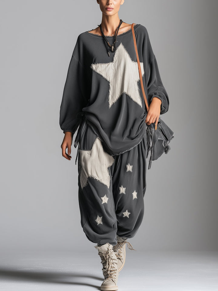 Star Patch Sweatshirt &amp; Jogger Set