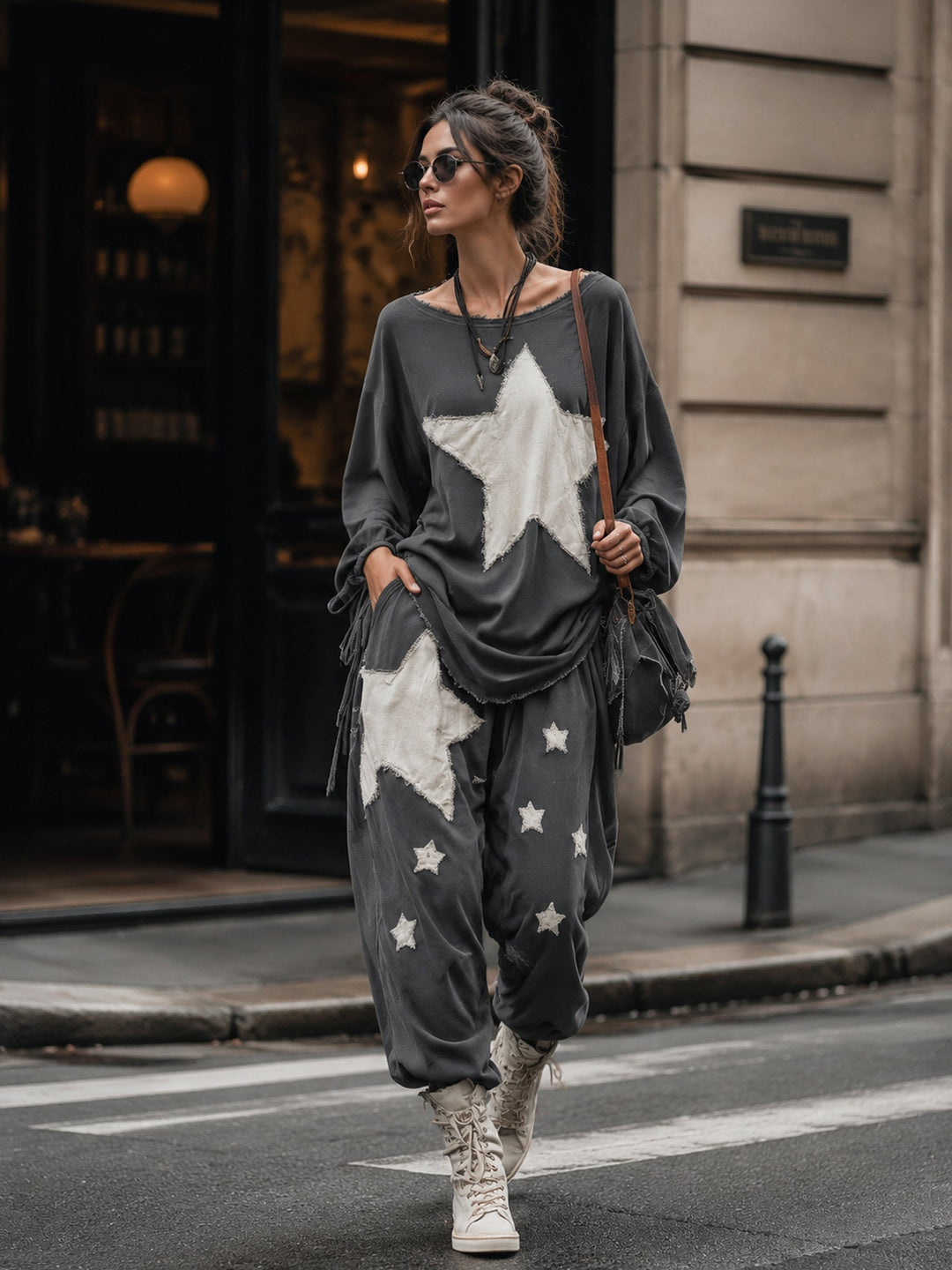 Star Patch Sweatshirt &amp; Jogger Set