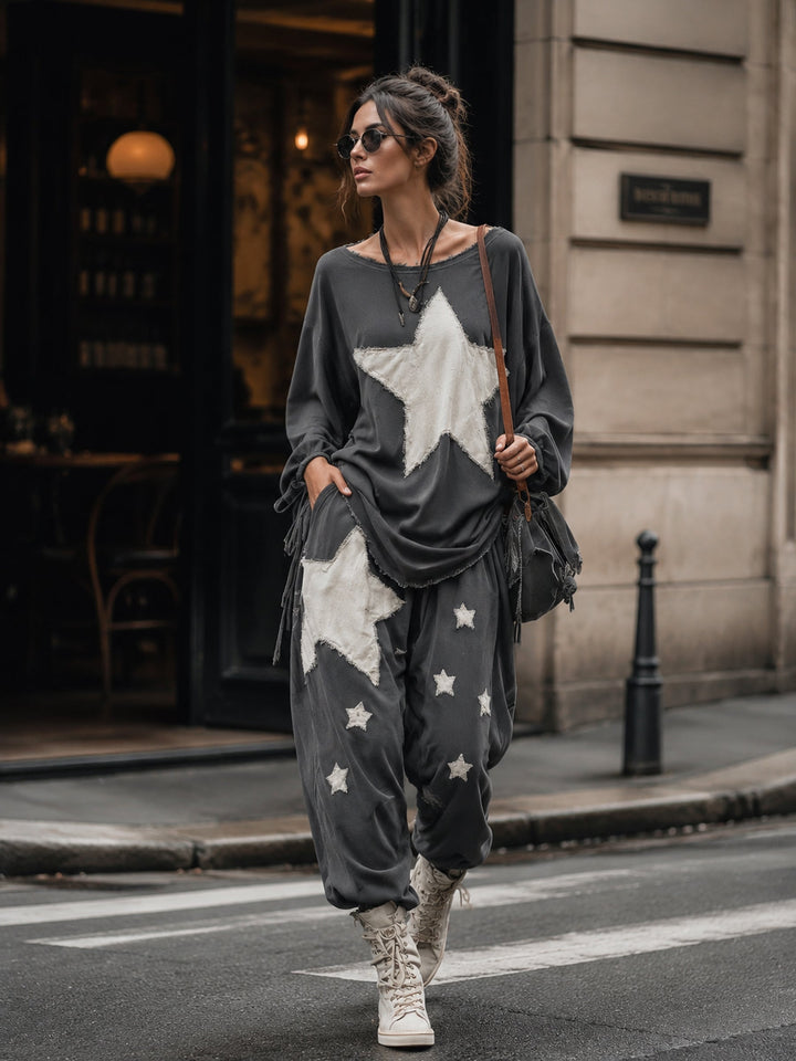 Star Patch Sweatshirt &amp; Jogger Set
