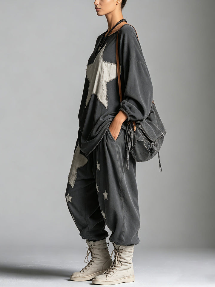 Star Patch Sweatshirt &amp; Jogger Set