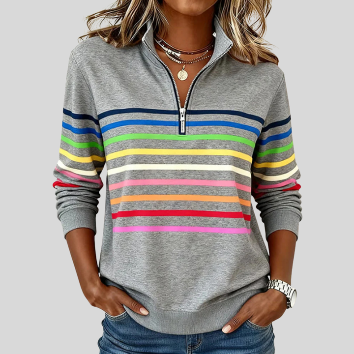 Corabelle™ | Striped Quarter-Zip Sweatshirt