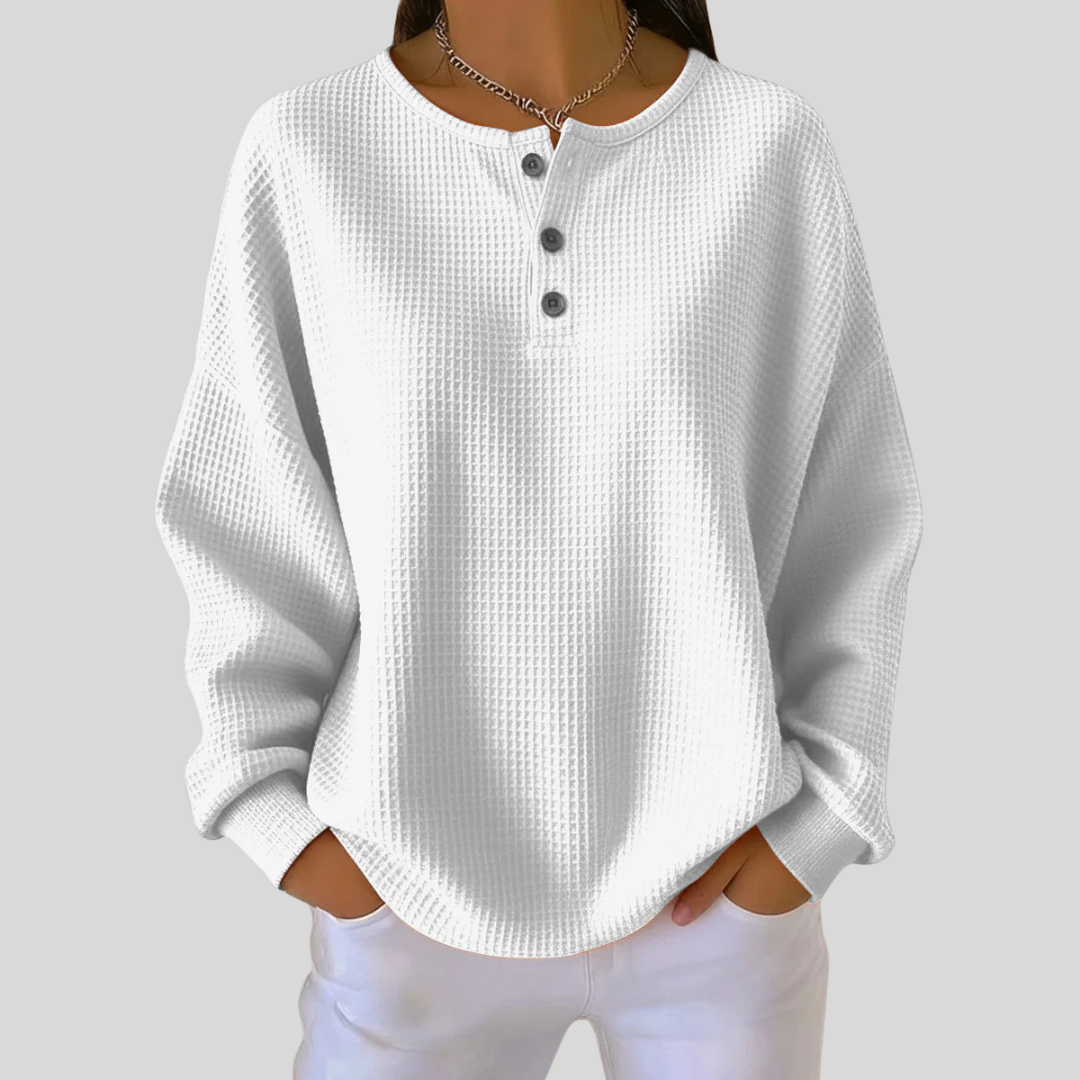 Romy™ | Relaxed Waffle-Knit Henley Top