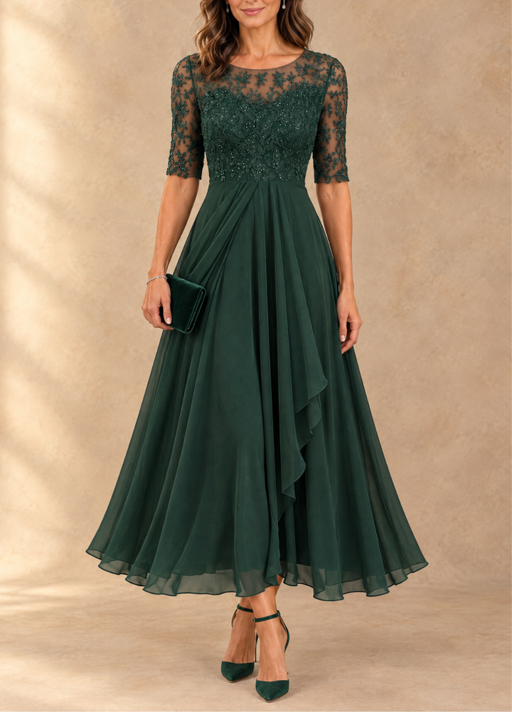 Abella™ | Tea-length dress with fitted bodice and flowing skirt