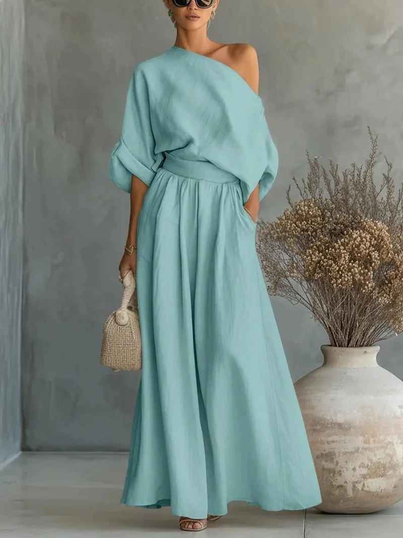 Roxana™ | Soft Off-Shoulder Top and Tapered Pants Set