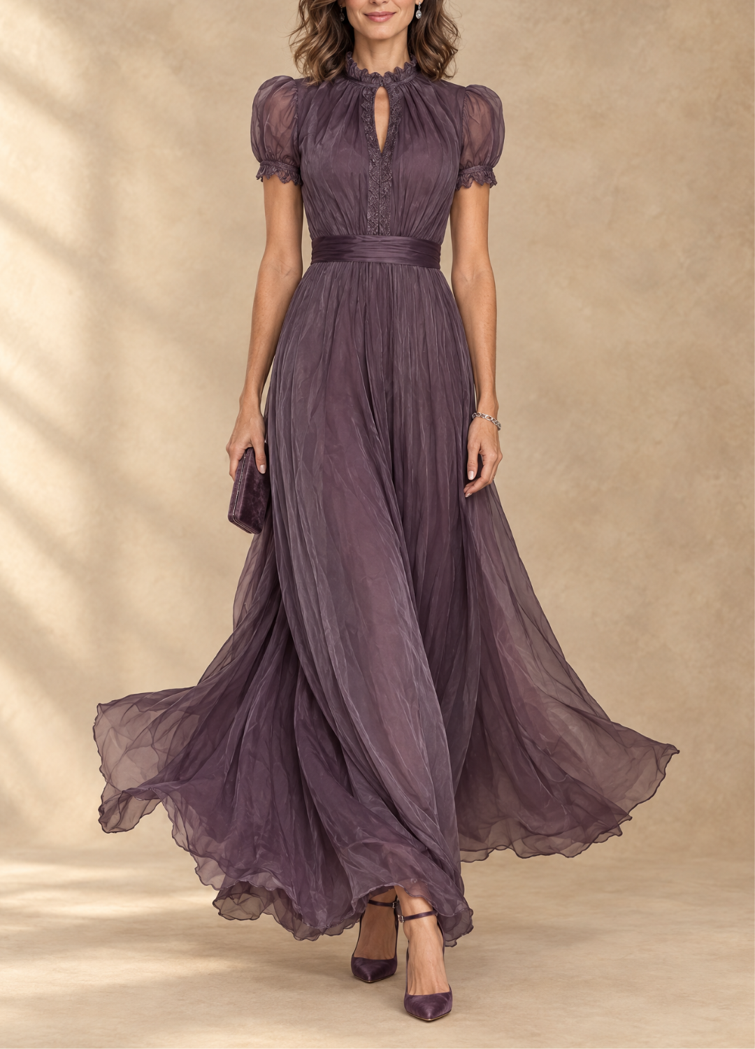 Elia™ | Gathered Waist Keyhole Maxi Dress