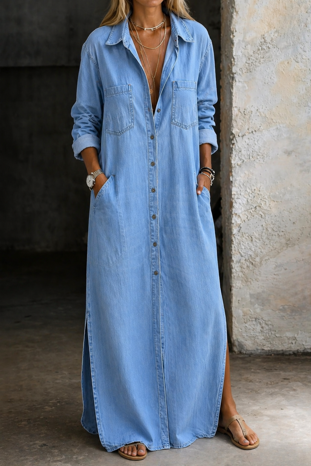 Everly™ Denim Button-Down Dress