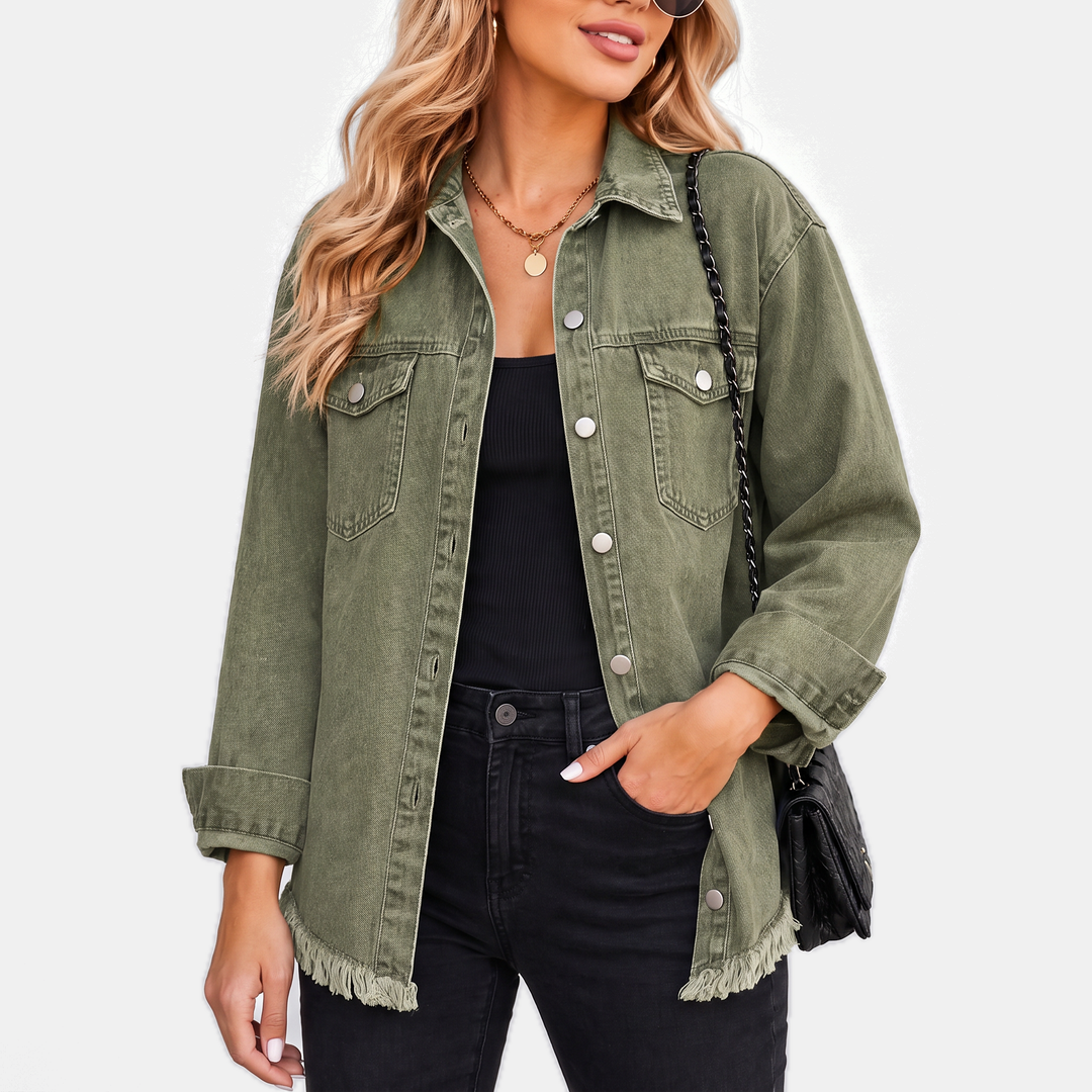 Raw Hem Washed Denim Jacket