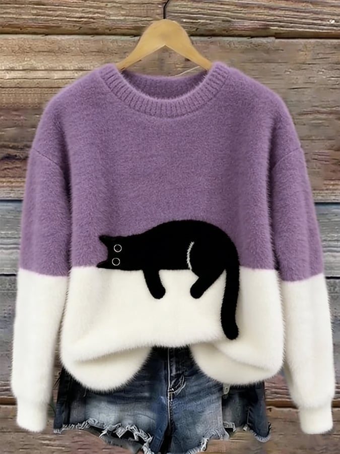 Aileen™ Cat Print Sweater