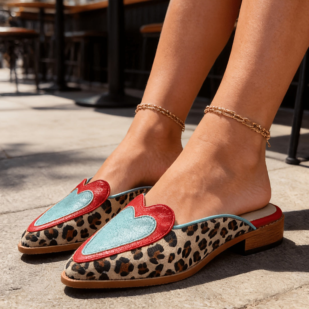 Perlia™ | Backless Mules with Leopard Print