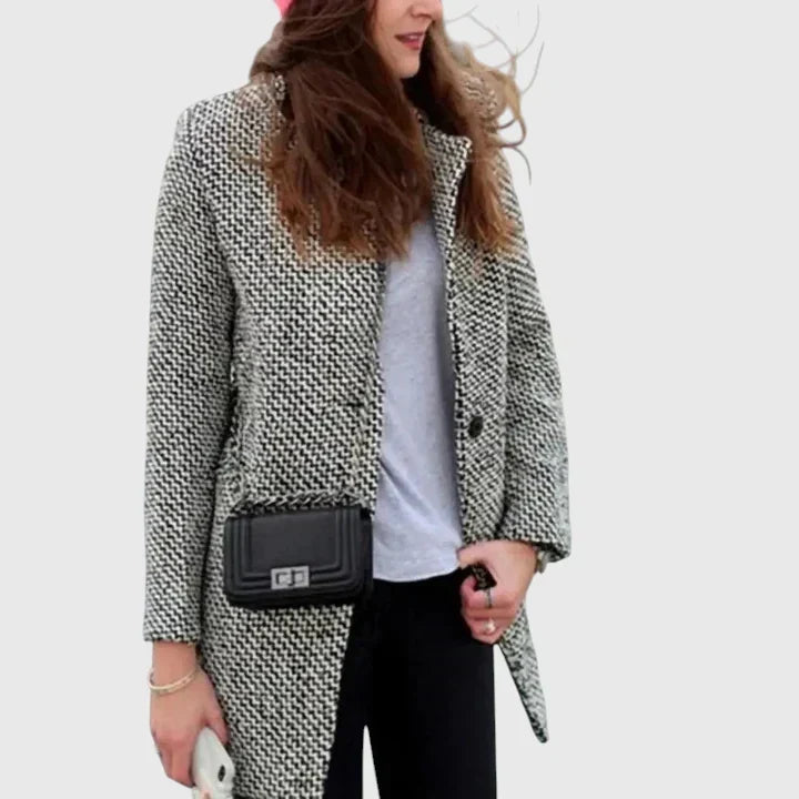 Maud coat on model