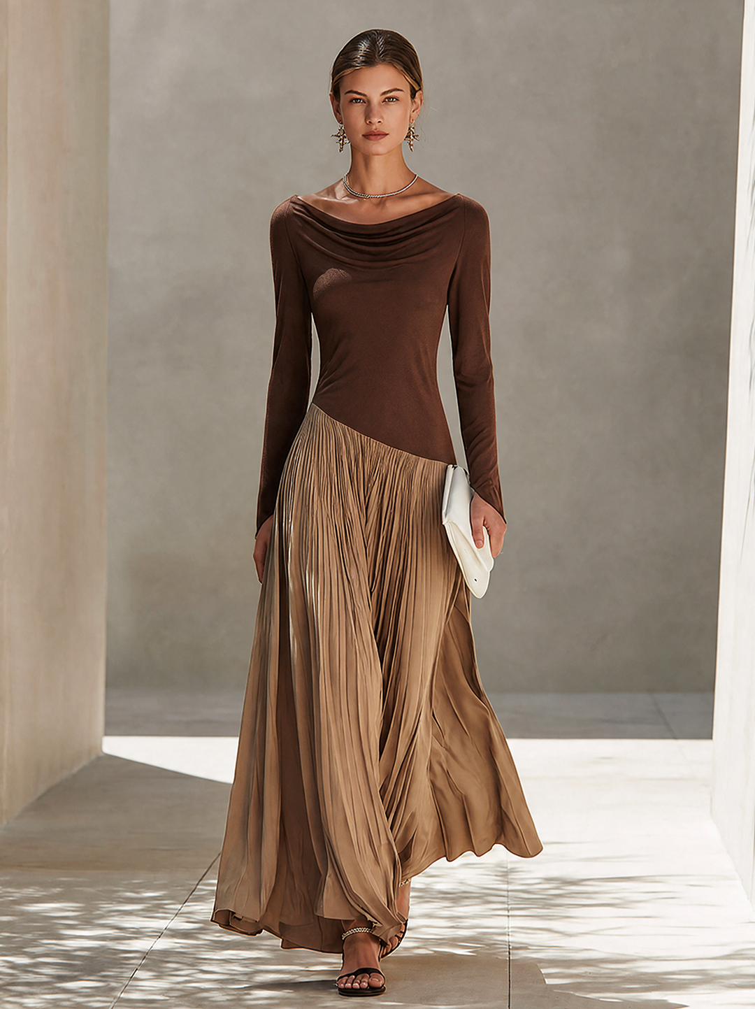 Serena | Draped Color-Block Maxi Dress