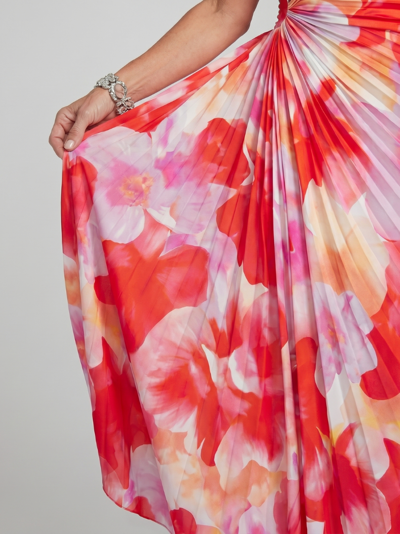 Carla™ | One Shoulder Pleated Bodice Midi Dress