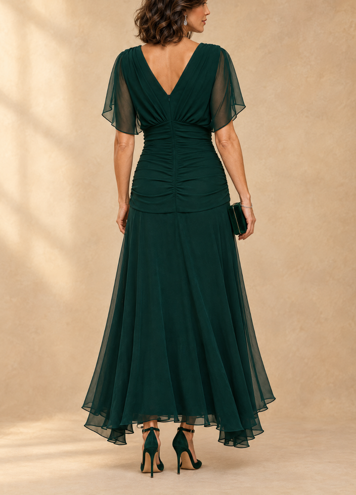 Emma™ | Draped V-Neck Evening Maxi Dress