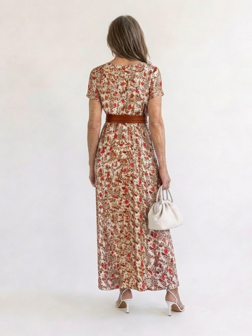Lyra™ | Elegant Floral V-Neck Midi Dress