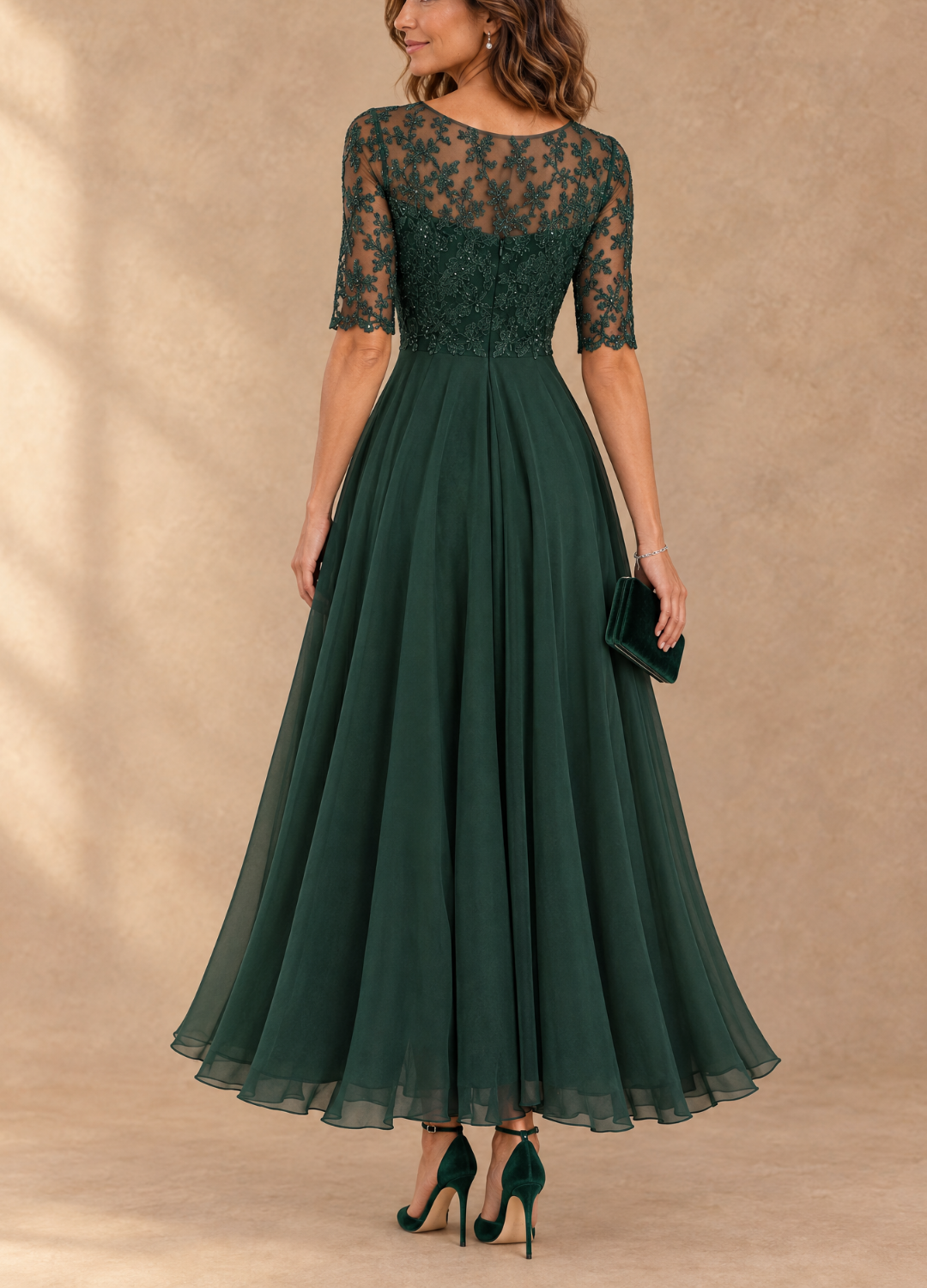 Abella™ | Tea-length dress with fitted bodice and flowing skirt