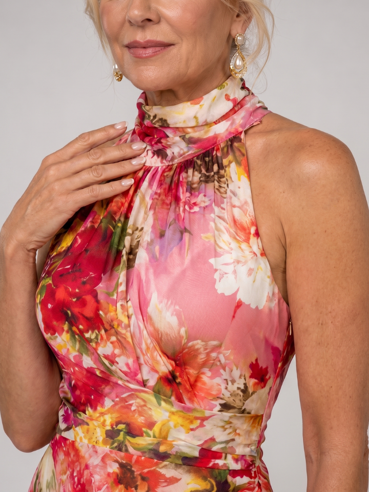 Elisabetta™ | Halter Neck Floral Print Maxi Dress
