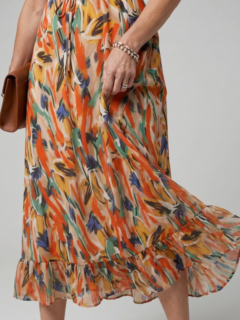 Quill™ | Spaghetti Strap Abstract Print Midi Dress