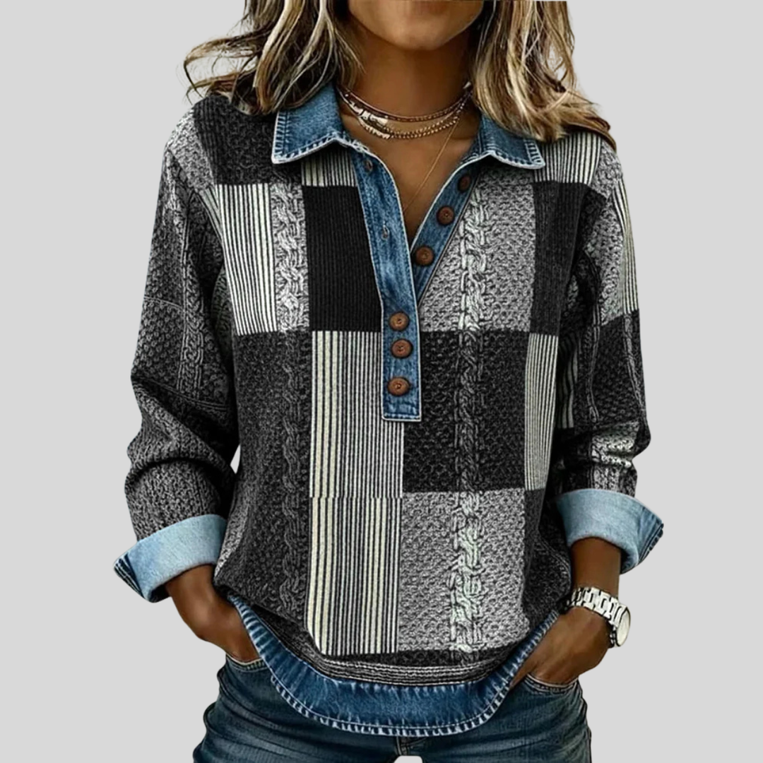 Hattie™ | Patchwork Collared Pullover