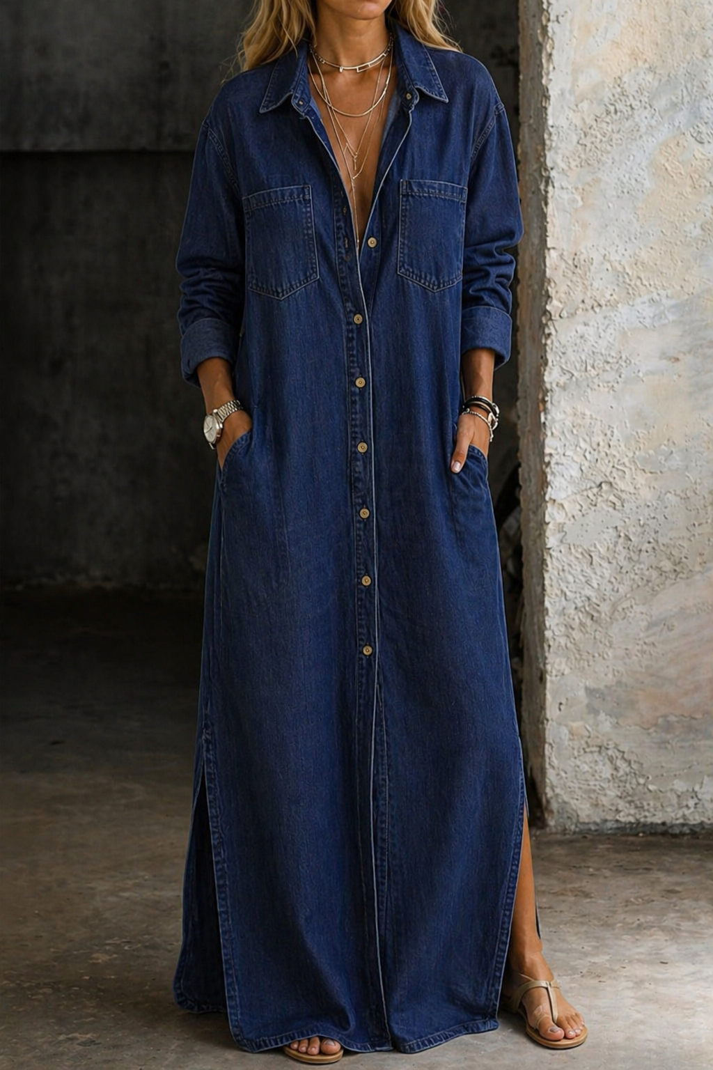Everly™ Denim Button-Down Dress