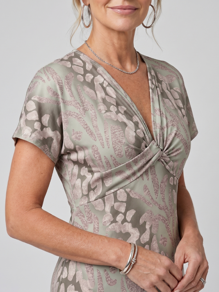 Astra™ | Short Sleeve Abstract Pattern Maxi Dress