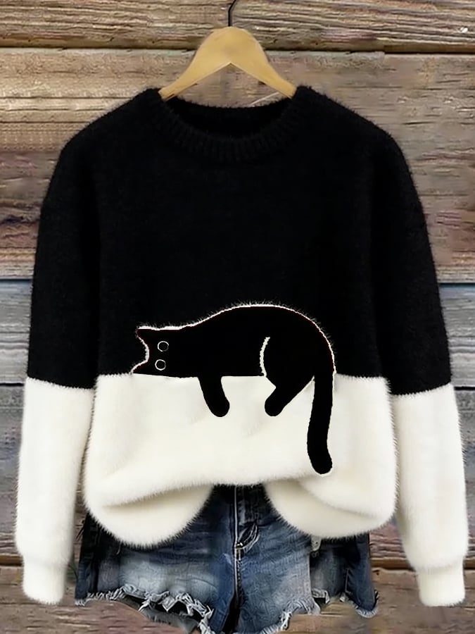 Aileen™ Cat Print Sweater