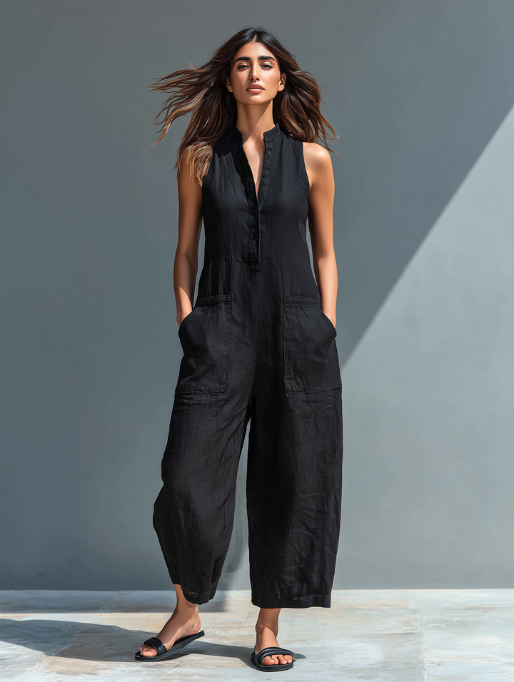 Rochelle™ | Minimalist Jumpsuit with High Collar and Buttons