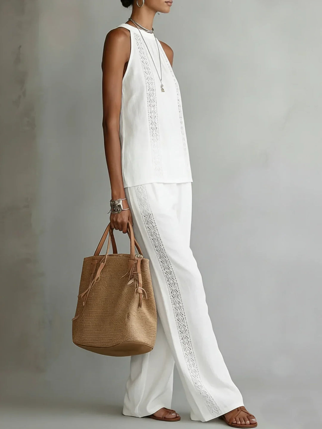 Paulina™ | Elegant Halter Linen Two-Piece Set